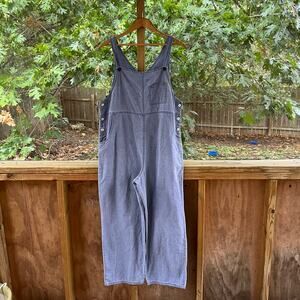 Melrose Studio Women's Vintage Linen/Cotton Overalls Periwinkle Blue Size L